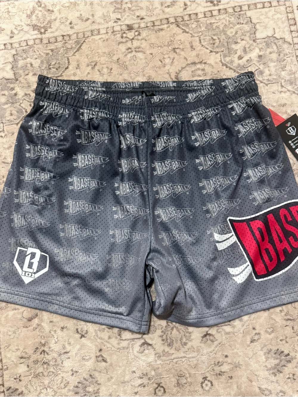 Baseball lifestyle 101 Men’s Athletic Shorts - Charcoal Gray with Red Accent